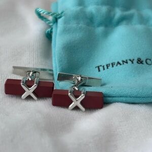 Tiffany & Co. Sterling Silver and Jasper Cufflinks